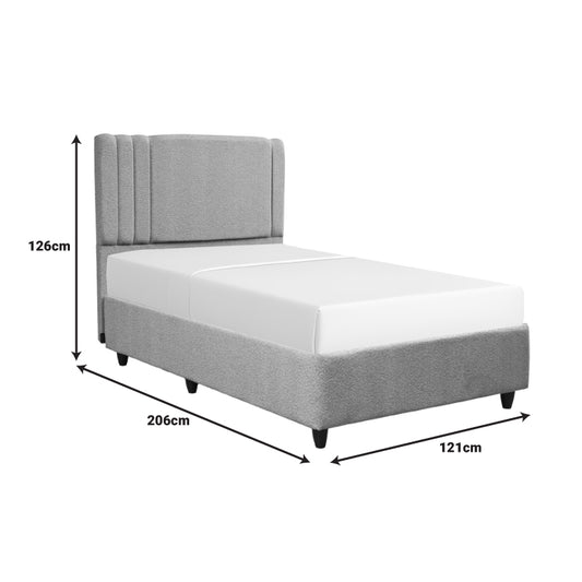 Κρεβάτι με Αποθηκευτικό Χώρο Lineo Μπουκλέ σε Μπεζ Απόχρωση 120x200εκ