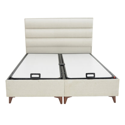Κρεβάτι Διπλό Luxe Με Αποθηκευτικό Χώρο Κρεμ Ύφασμα 160X200