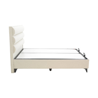 Κρεβάτι Μονό Luxe Με Αποθηκευτικό Χώρο Κρεμ Ύφασμα 120X200