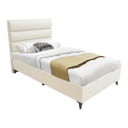 Κρεβάτι Μονό Luxe Με Αποθηκευτικό Χώρο Κρεμ Ύφασμα 120X200