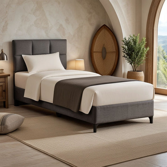 Κρεβάτι Melei Ύφασμα σε Ανθρακί Απόχρωση 90x200εκ