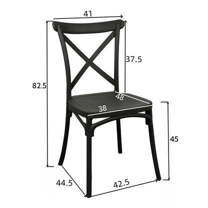 Καρέκλα Crossie Στοιβαζόμενη PP σε Μαύρη Απόχρωση 38x46.5x82