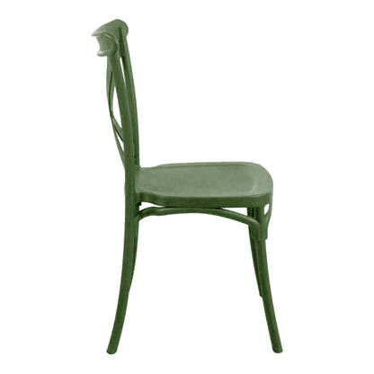 Crossie Stackable PP Chair in Dark Green Shade 38x46.5x82