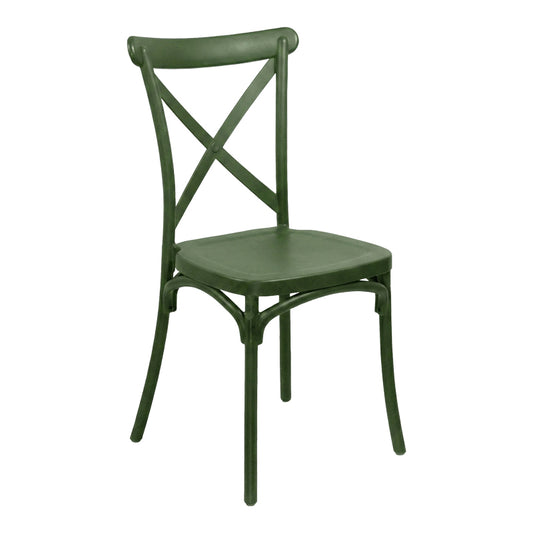 Crossie Stackable PP Chair in Dark Green Shade 38x46.5x82