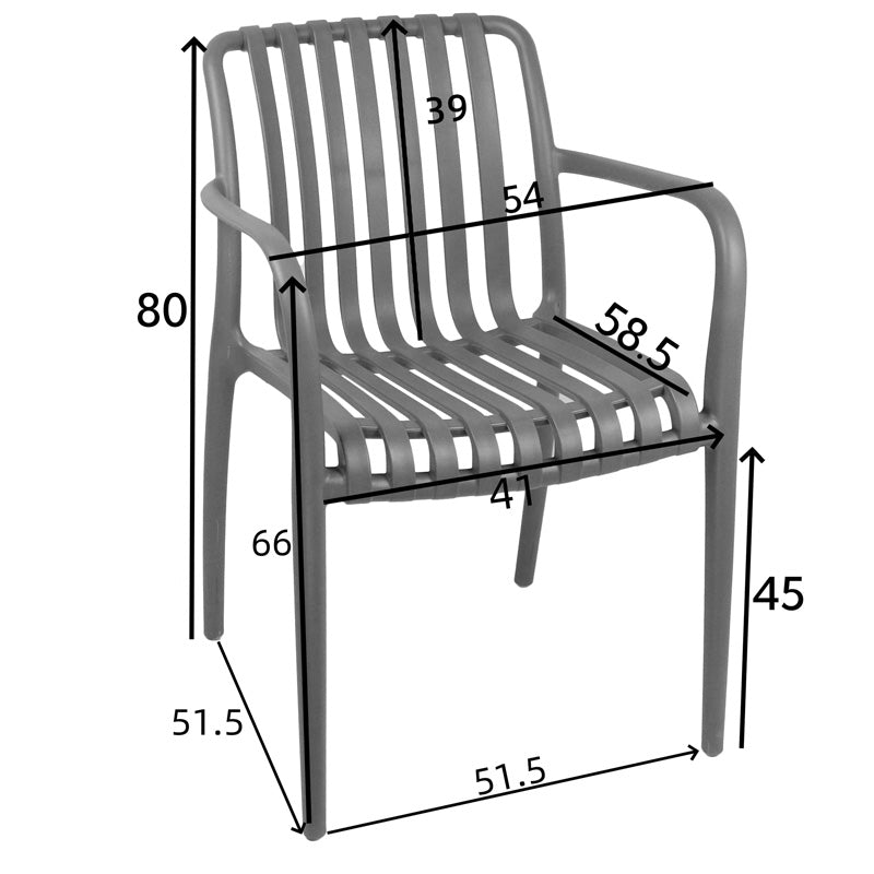 Armchair Zoi Stackable Bordeaux PP 54x57.5x79