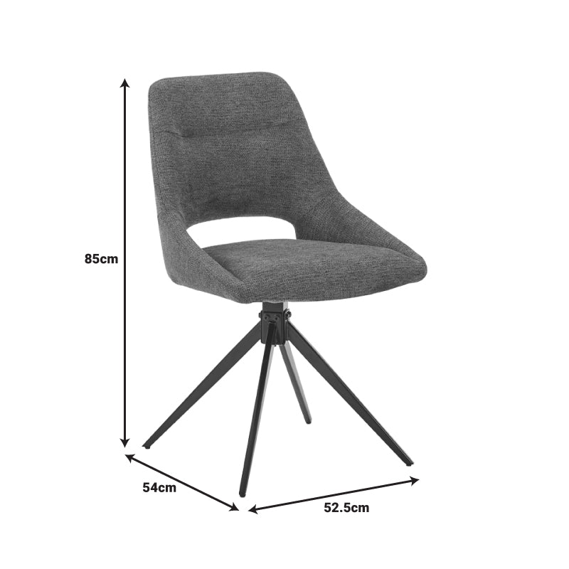 Καρέκλα Περιστρεφόμενη Luciano I σε Γκρι Ύφασμα-Πόδι Μεταλλικό Μαύρο 52.5x54x85