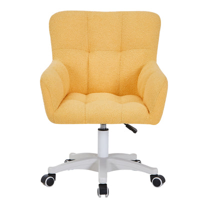 Καρέκλα Γραφείου Εργασίας Givole σε Κίτρινο Μπουκλέ Ύφασμα 55x55x75-84