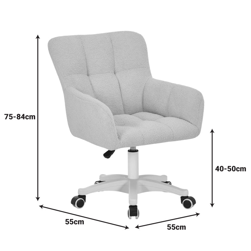 Καρέκλα Γραφείου Εργασίας Givole σε Κίτρινο Μπουκλέ Ύφασμα 55x55x75-84