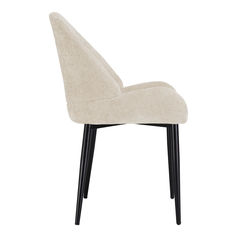 Finda Chair White Fabric with Black Metal Leg 59x58x86.5