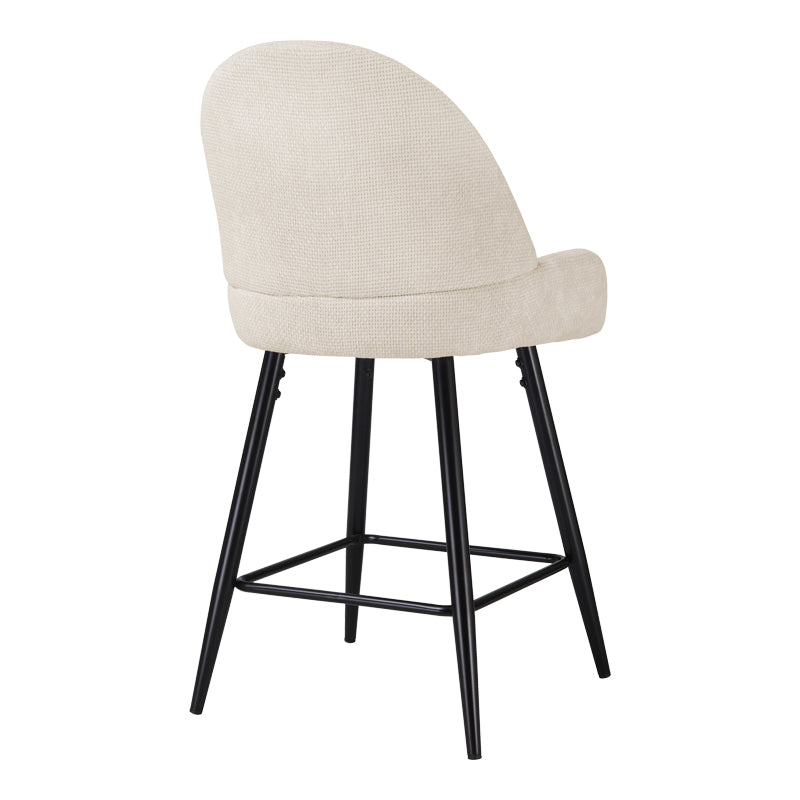 Finda Mid-Height Bar Stool White Fabric with Black Metal Leg 56.5x56x95.5