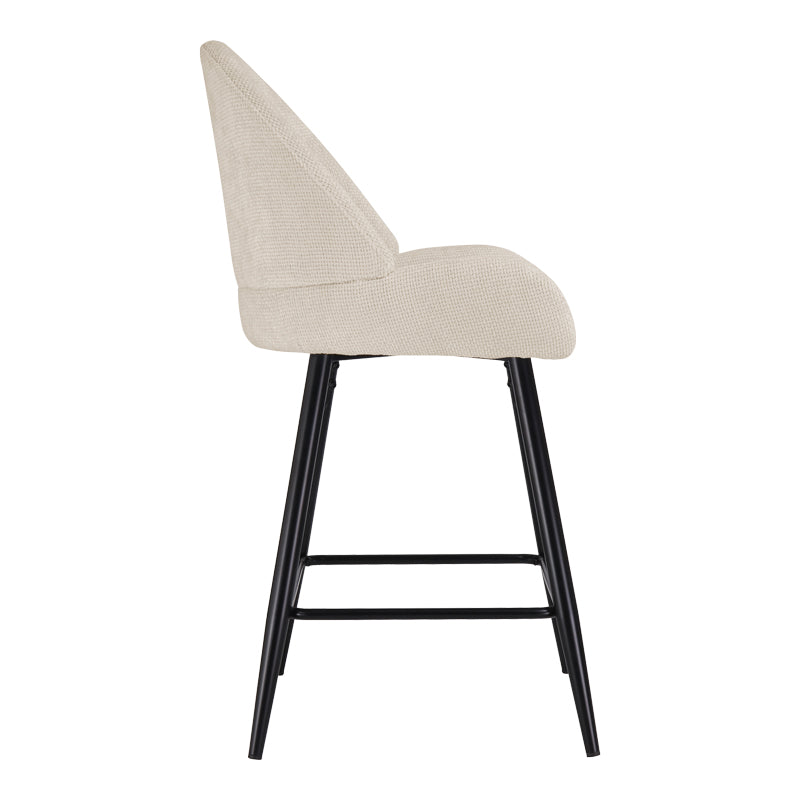 Finda Mid-Height Bar Stool White Fabric with Black Metal Leg 56.5x56x95.5