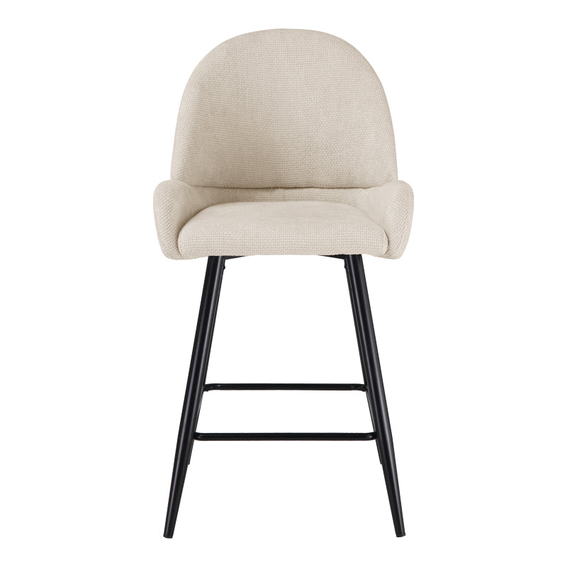 Finda Mid-Height Bar Stool White Fabric with Black Metal Leg 56.5x56x95.5