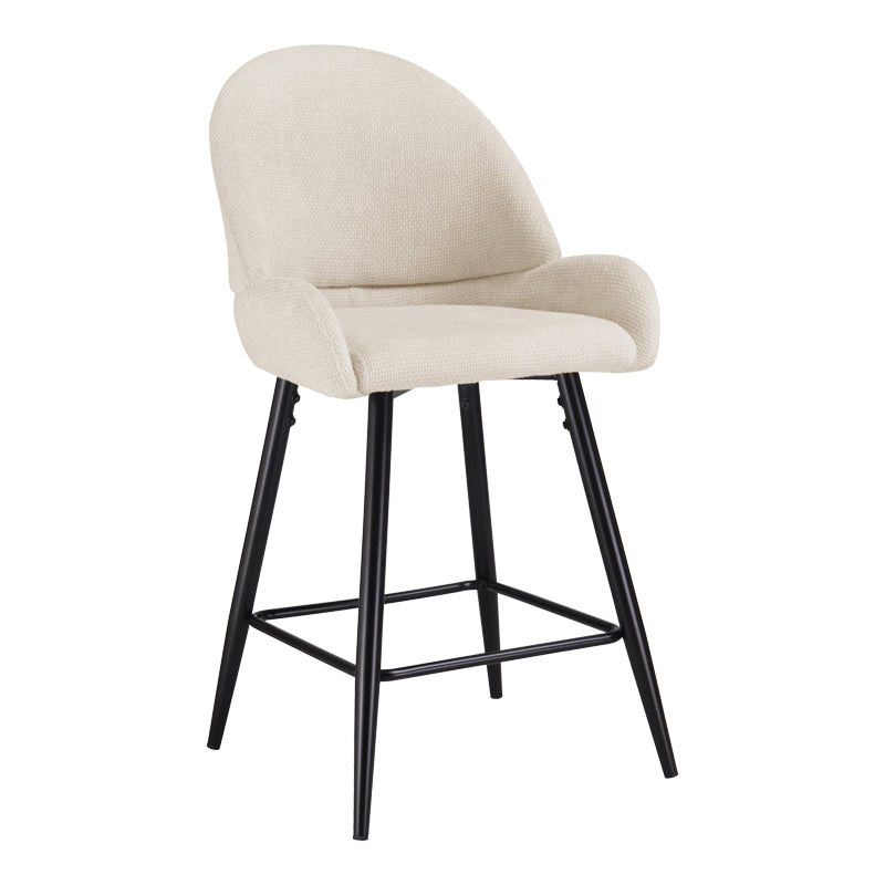 Finda Mid-Height Bar Stool White Fabric with Black Metal Leg 56.5x56x95.5