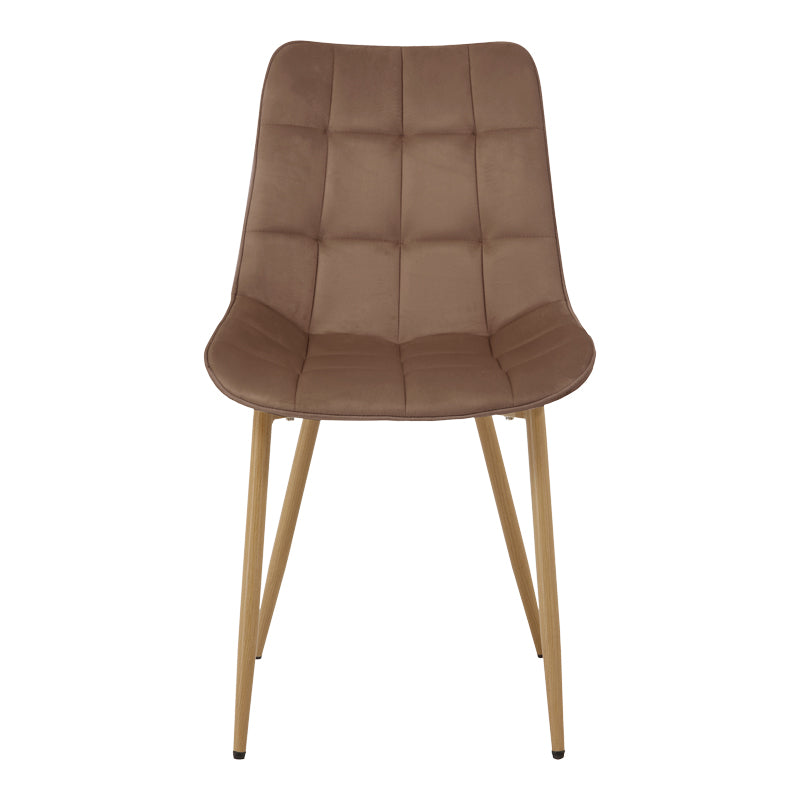 Berne Chair Brown Velvet with Natural Finish Metal Leg 53x57x87