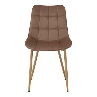 Berne Chair Brown Velvet with Natural Finish Metal Leg 53x57x87