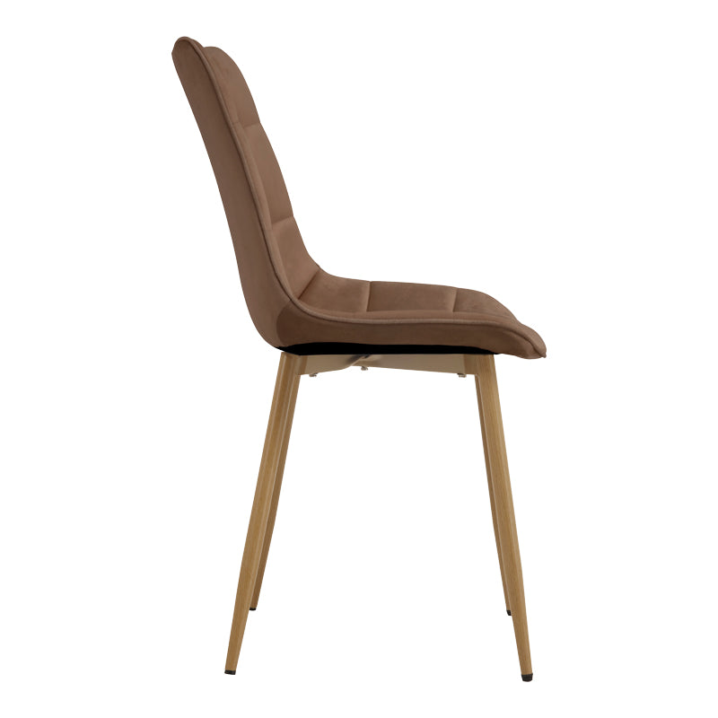 Berne Chair Brown Velvet with Natural Finish Metal Leg 53x57x87