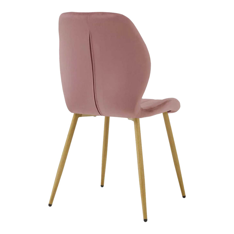 Jelour Velvet Chair in Dusty Pink with Natural Finish Metal Leg 55x54.5x84.5