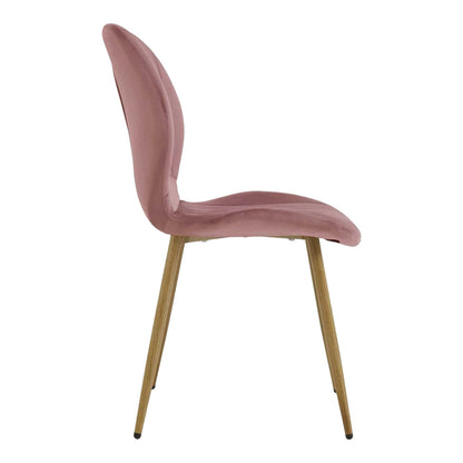 Jelour Velvet Chair in Dusty Pink with Natural Finish Metal Leg 55x54.5x84.5
