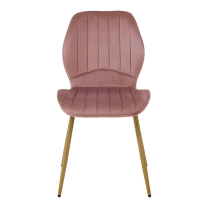 Jelour Velvet Chair in Dusty Pink with Natural Finish Metal Leg 55x54.5x84.5