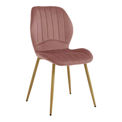 Jelour Velvet Chair in Dusty Pink with Natural Finish Metal Leg 55x54.5x84.5