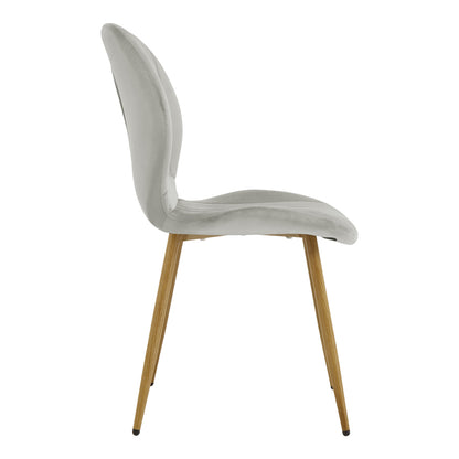 Jelour Chair Grey Velvet with Metal Leg in Natural Shade 55x54.5x84.5