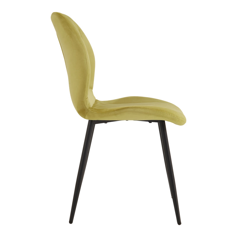 Jelour Yellow Velvet Chair with Black Metal Leg 55x54.5x84.5