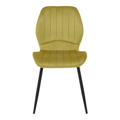 Jelour Yellow Velvet Chair with Black Metal Leg 55x54.5x84.5