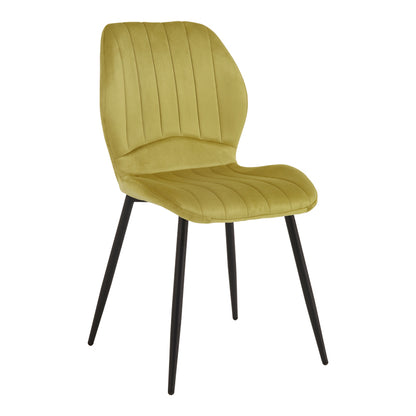 Jelour Yellow Velvet Chair with Black Metal Leg 55x54.5x84.5
