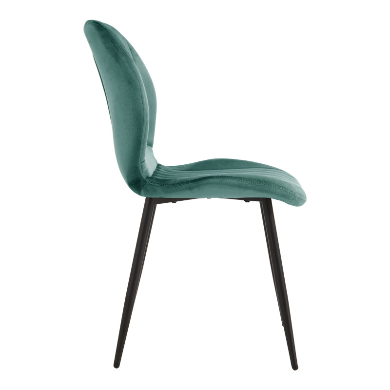 Jelour Velvet Petrol Chair with Black Metal Leg 55x54.5x84.5