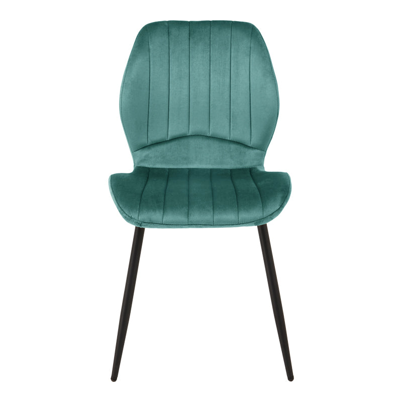 Jelour Velvet Petrol Chair with Black Metal Leg 55x54.5x84.5