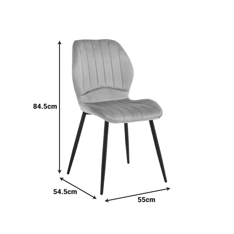 Jelour Velvet Petrol Chair with Black Metal Leg 55x54.5x84.5