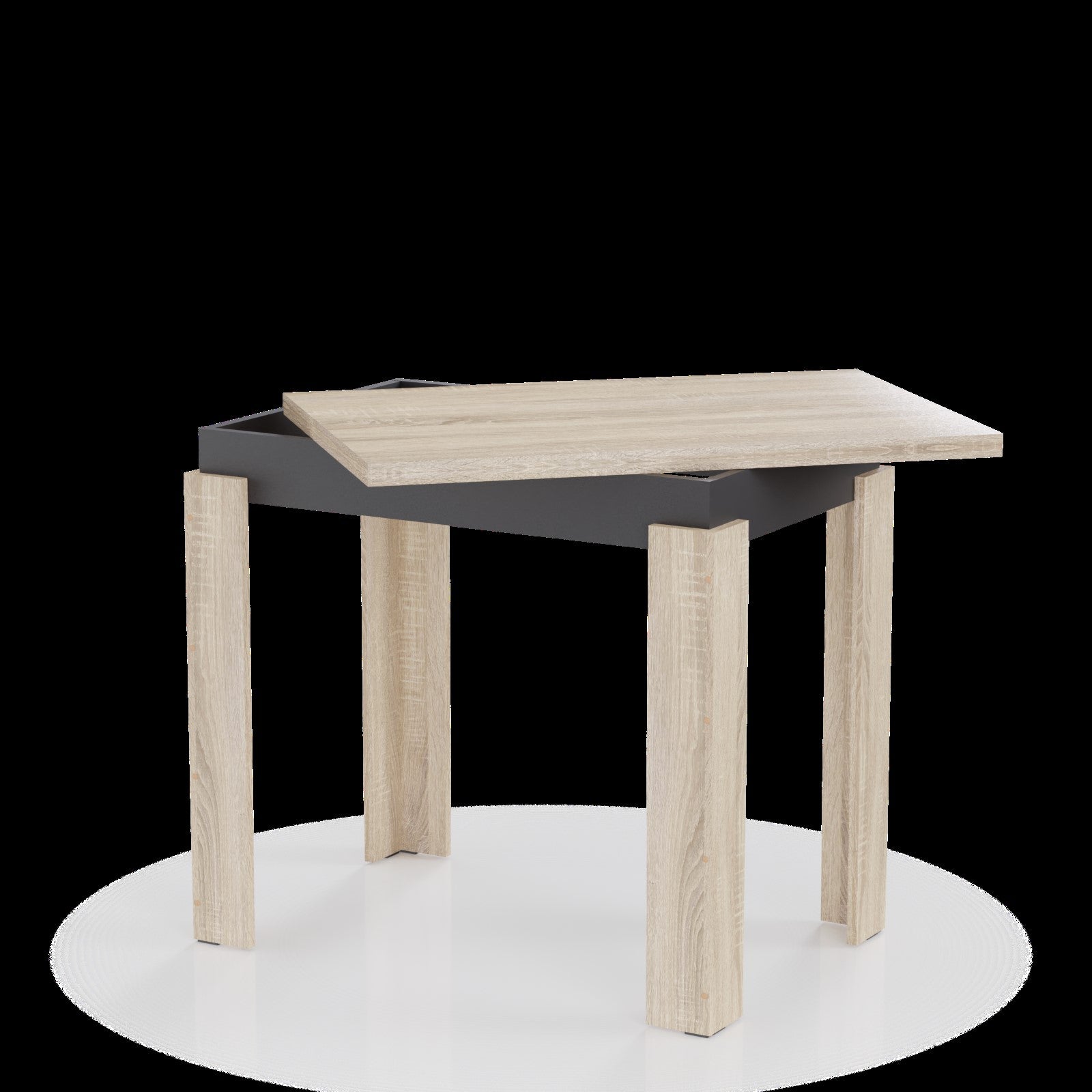 Τραπέζι Επεκτεινόμενο Κουζίνας Family Σονόμα-Ανθρακί 90x60x77