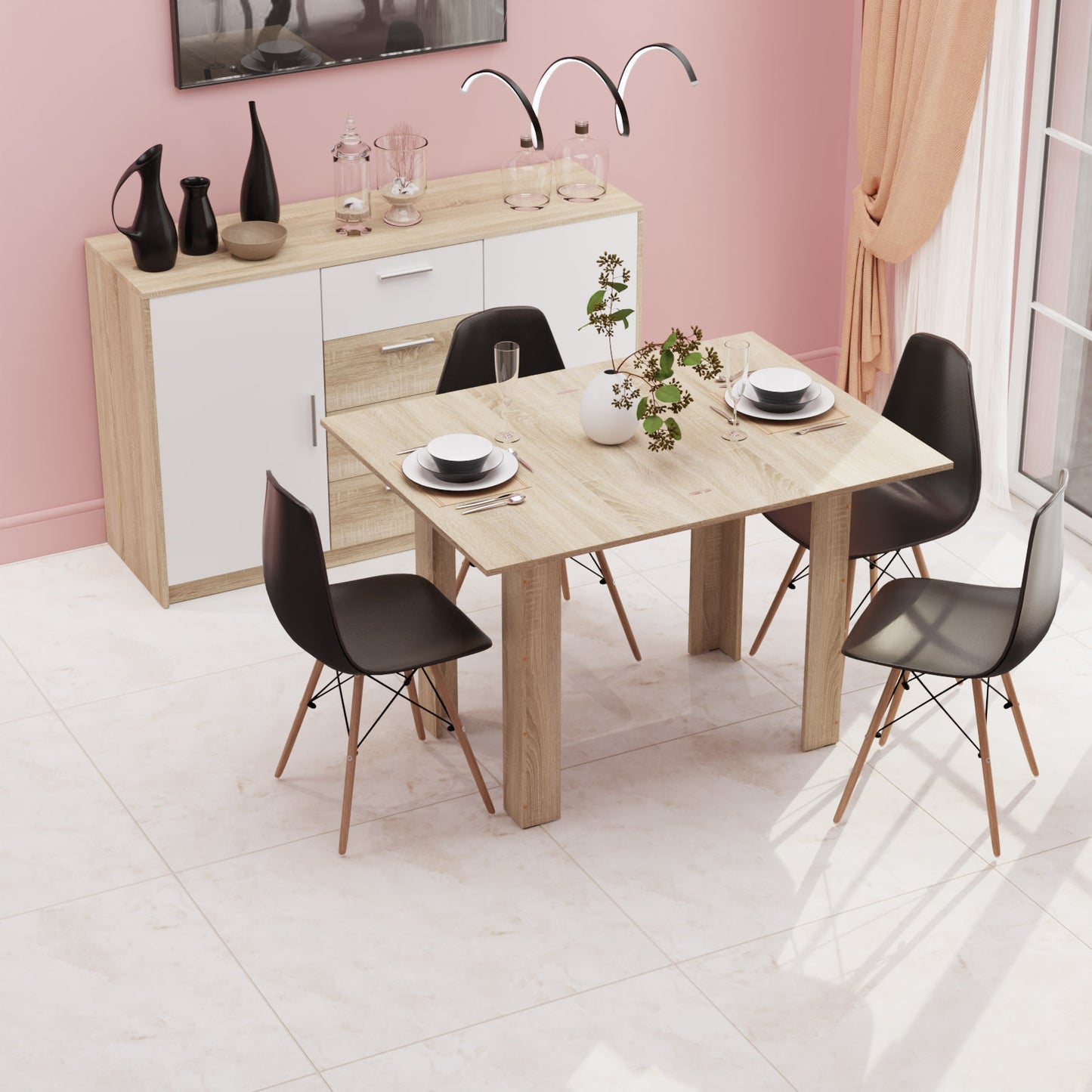 Τραπέζι Επεκτεινόμενο Κουζίνας Family Σονόμα-Ανθρακί 90x60x77