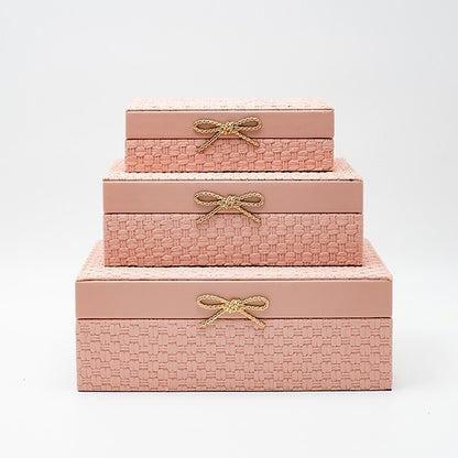 S/3 ΔΙΑΚΟΣΜΗΤΙΚΑ ΚΟΥΤΙΑ ΞΥΛΙΝΑ ΡΟΖ 26x18x9.5/22x14x7.5/18x10x5.5