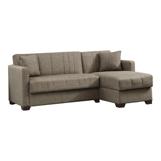 Γωνιακός Καναπές-Κρεβάτι Με Αποθηκευτικό Χώρο Alasko Καφέ Ύφασμα 204X143X83