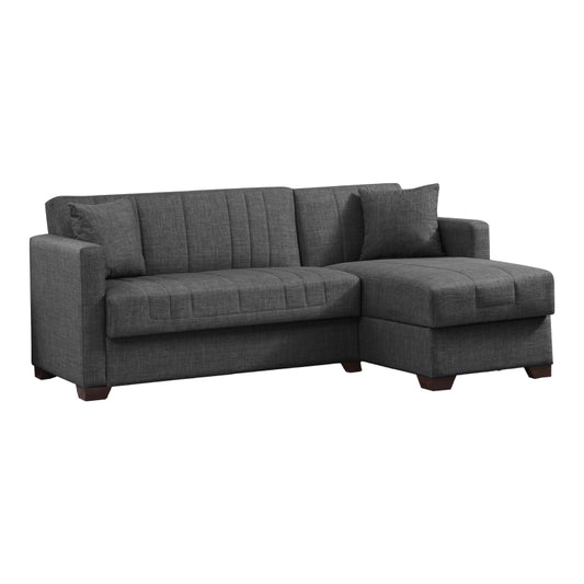 Γωνιακός Καναπές-Κρεβάτι Με Αποθηκευτικό Χώρο Alasko Ανθρακί Ύφασμα 204X143X83