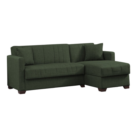 Γωνιακός Καναπές-Κρεβάτι Με Αποθηκευτικό Χώρο Alasko Πράσινο Ύφασμα 204X143X83