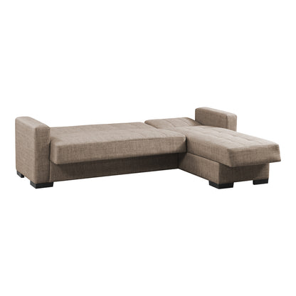Γωνιακός Καναπές-Κρεβάτι Με Αποθηκευτικό Χώρο Kansos Μπεζ Ύφασμα 235X150X80