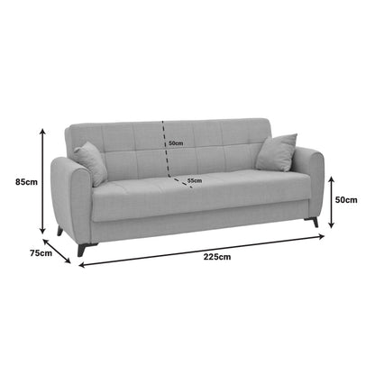 Καναπές-Κρεβάτι με Αποθηκευτικό Χώρο Τριθέσιος Lincoln Ανθρακί Ύφασμα 225x75x85