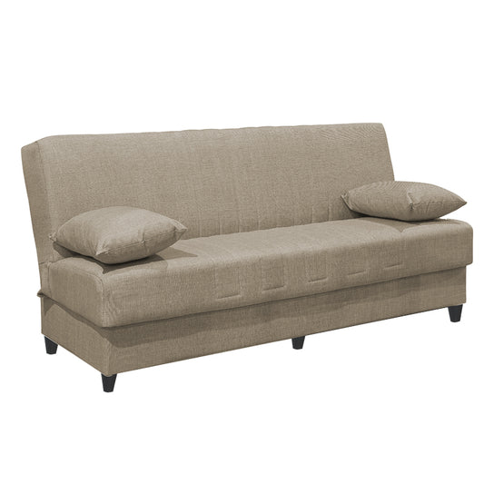 Καναπές-Κρεβάτι με Αποθηκευτικό Χώρο Τριθέσιος Romina Κρεμ Ύφασμα 190x75x85