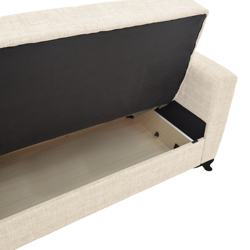Καναπές-Κρεβάτι με Αποθηκευτικό Χώρο Διθέσιος Modesto Κρεμ Ύφασμα 155x85x80