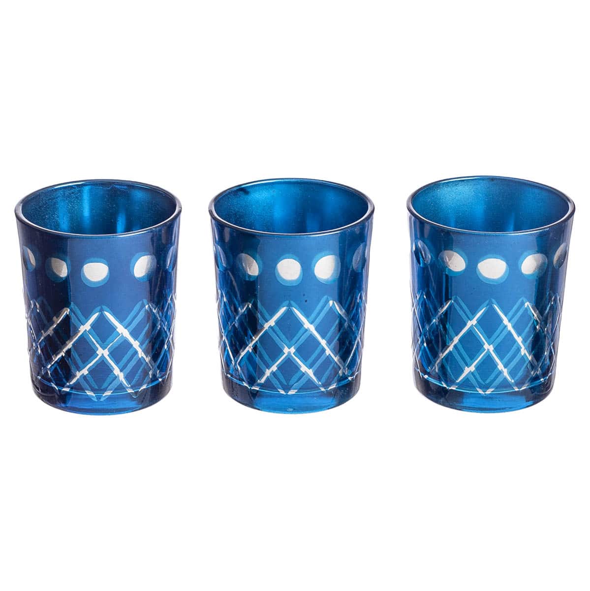 Κηροπήγιο Γυάλινο S/3 Mπλε για Ρεσώ 6εκ