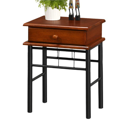 Βοηθητικό Τραπέζι με Συρτάρι Marcole Καρυδί Rubberwood-Μαύρο Μέταλλο 45x33x58