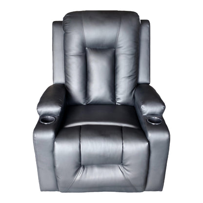 Πολυθρόνα Relax με Μηχανισμό Massage Gessel PU σε Μαύρη Απόχρωση 80x90x98