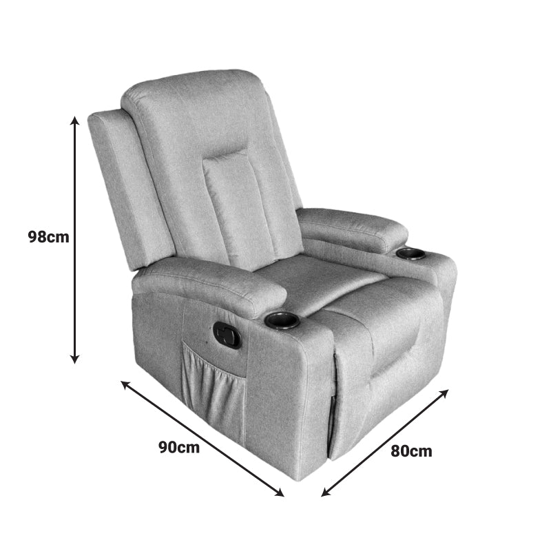 Πολυθρόνα Relax με Μηχανισμό Massage Gessel Μπεζ Ύφασμα 80x90x98