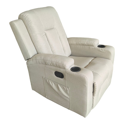 Πολυθρόνα Relax με Μηχανισμό Massage Gessel Μπεζ Ύφασμα 80x90x98