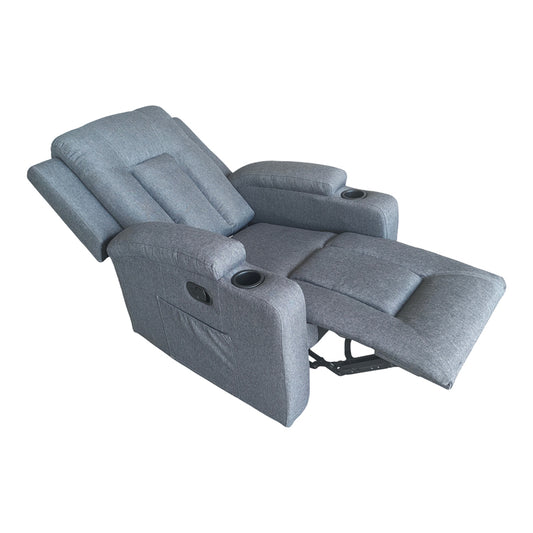 Πολυθρόνα Relax με Μηχανισμό Massage Gessel Ανθρακί Ύφασμα 80x90x98