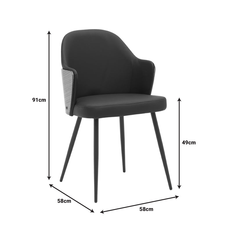 Καρέκλα Marci Μαύρο PU-Πόδι Μαύρο Μέταλλο 58x58x91