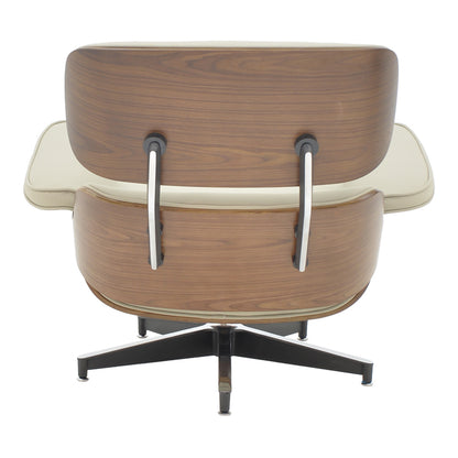 Πολυθρόνα-Υποπόδιο Relax Jenna Μπεζ PU-Plywood Καρυδί-Βάση Χρωμίου 82x92x82