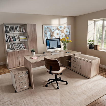 Καρέκλα Γραφείου Εργασίας Amani Μπεζ PU-Καρυδί Plywood 52x54x90.5